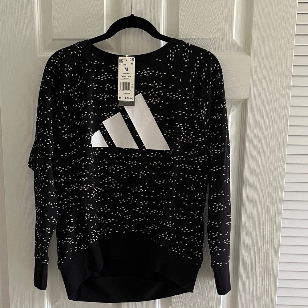 Adidas Women's Black and White Patterned Sweatshirt NWT